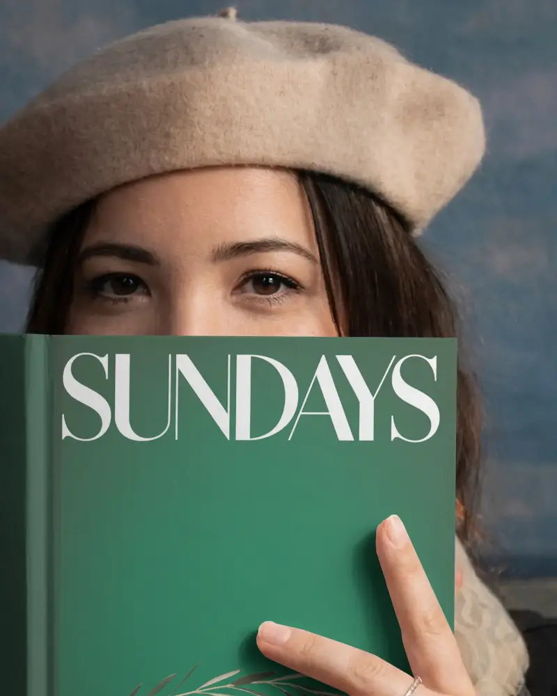 Person With Long Hair Holding Blank Book Mockup Cover Face Partially Hidden Reading