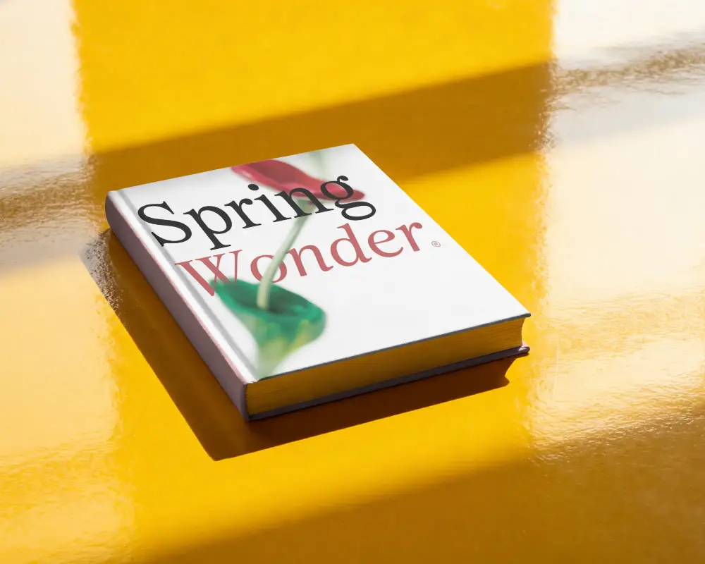 High Quality Hardcover Book Mockup Shiny Reflective Surface Minimalist Background