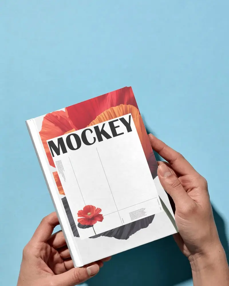 Blank Hardcover Book Mockup In Hands For Custom Designs Or Print Presentation