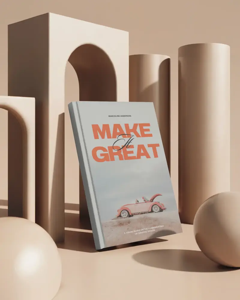 A4 Hardcover Book Mockup With Geometric Abstract Forms Minimalistic Design For Branding