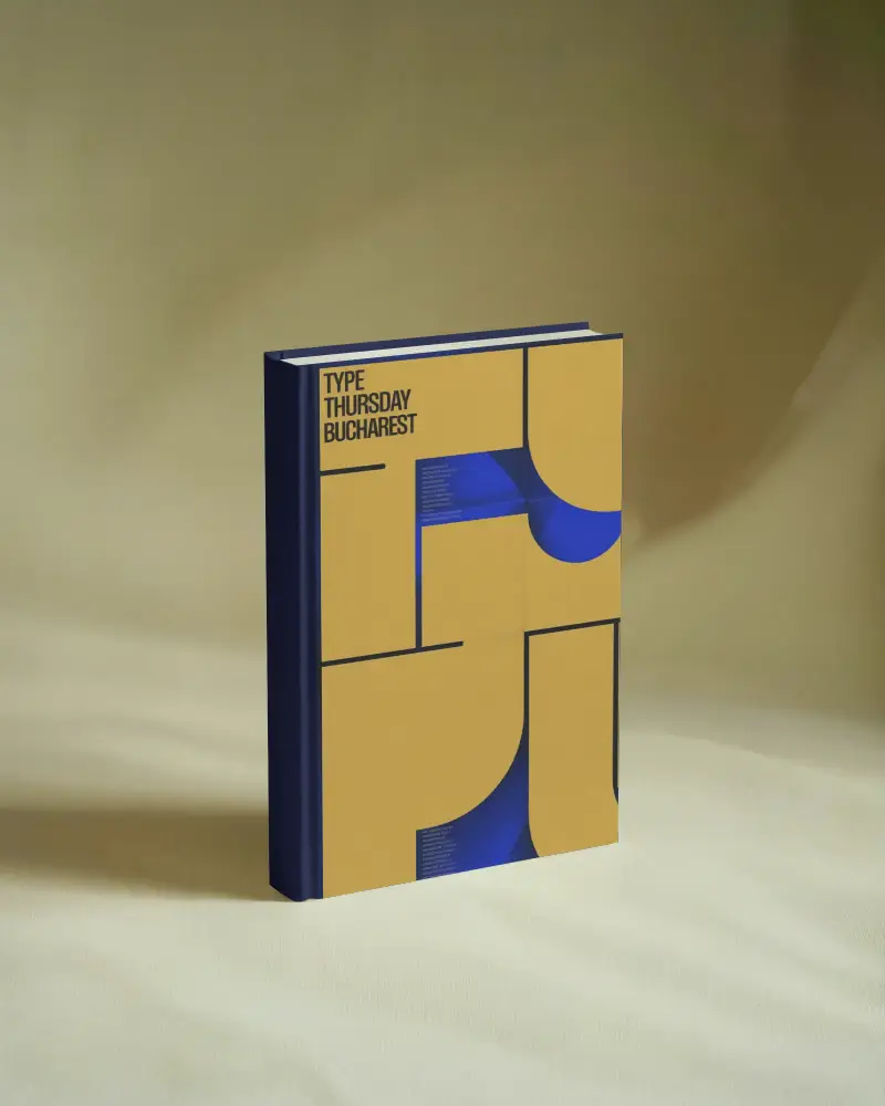 A4 Hardcover Book Mockup Straightstanding Minimalistic Modern Background Photography