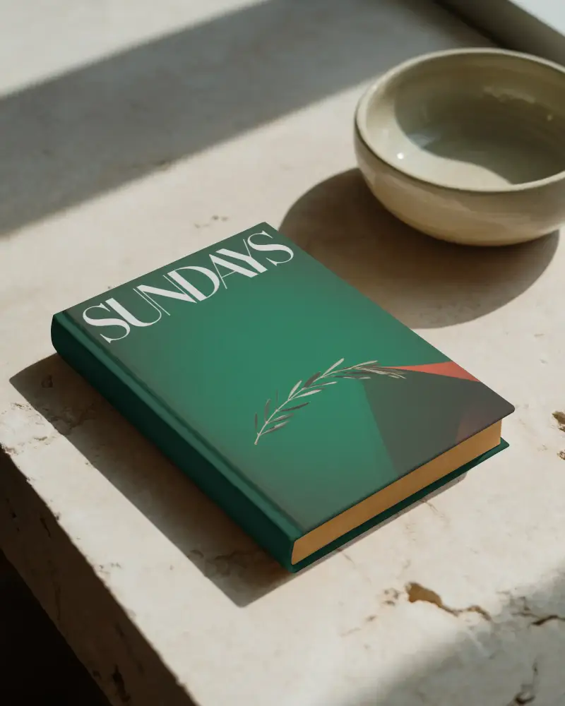 Minimalistic Book Cover Mockup In Contemporary Setting With Texture And Shadow Play