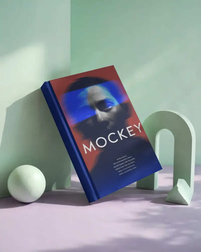 Hardcover Book Mockup With Geometric Shapes For Creative Presentation Or Branding Purposes