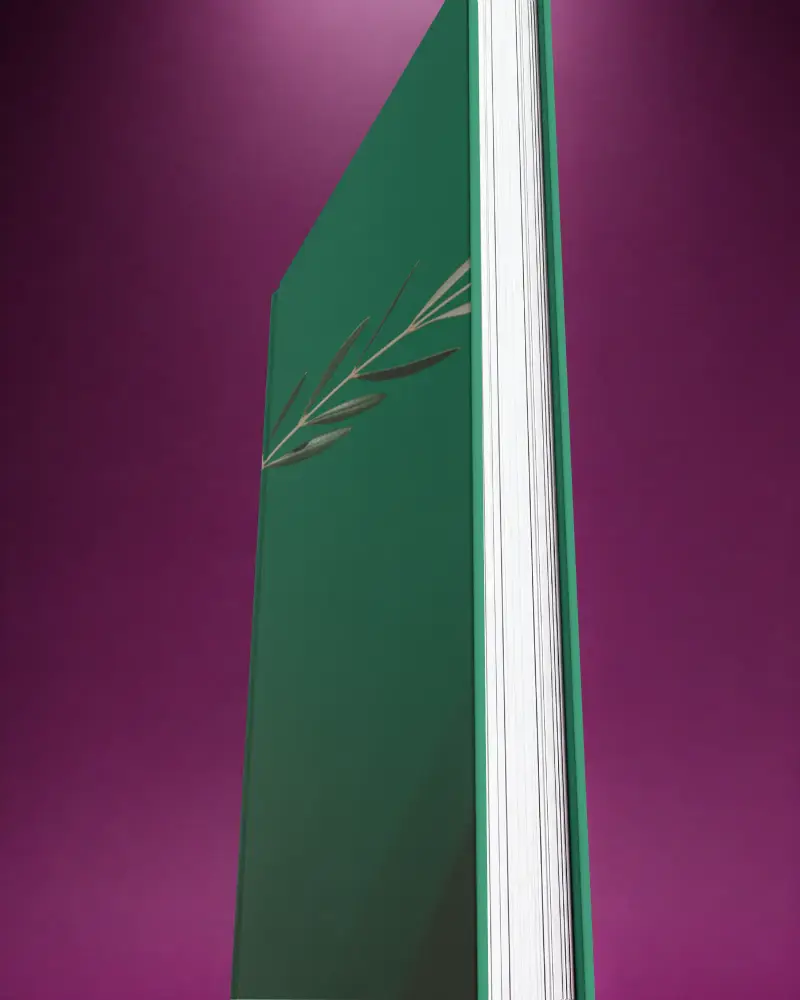 Blank Hardcover Book Mockup Standing Upright Against Solid Colored Background
