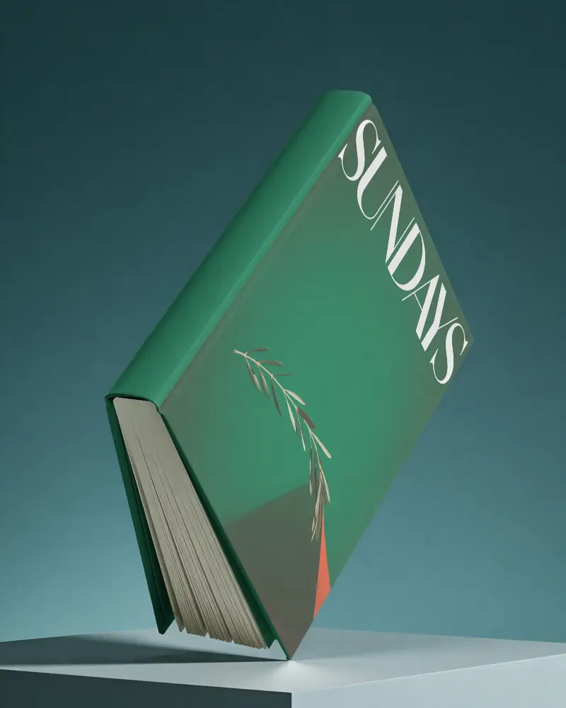 Hardcover Book Mockup Floating Above Surface Minimalist Design For Brand Promotion