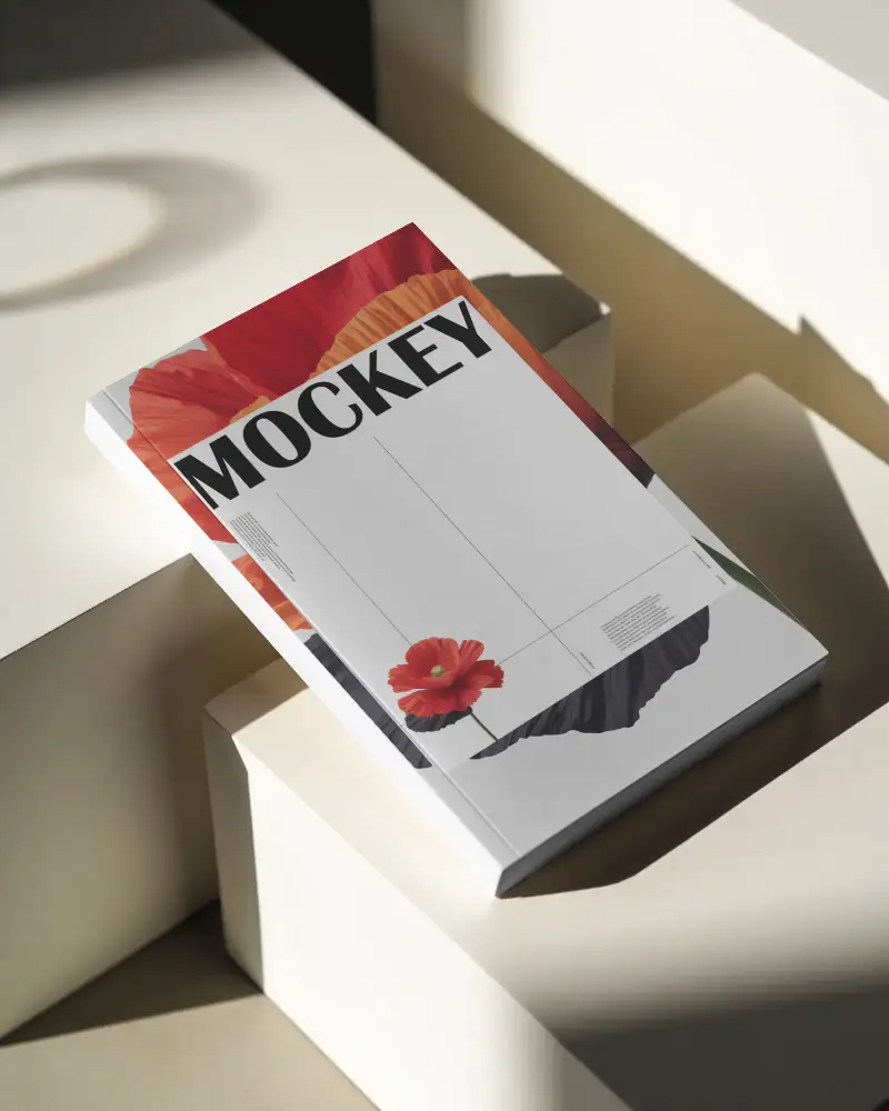 Sleek Minimalist Hardcover Book Mockup On Geometric Background For Design Presentations