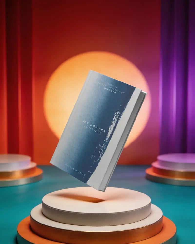 Levitating Book Mockup On Circular Display With Colorful Backdrop For Marketing