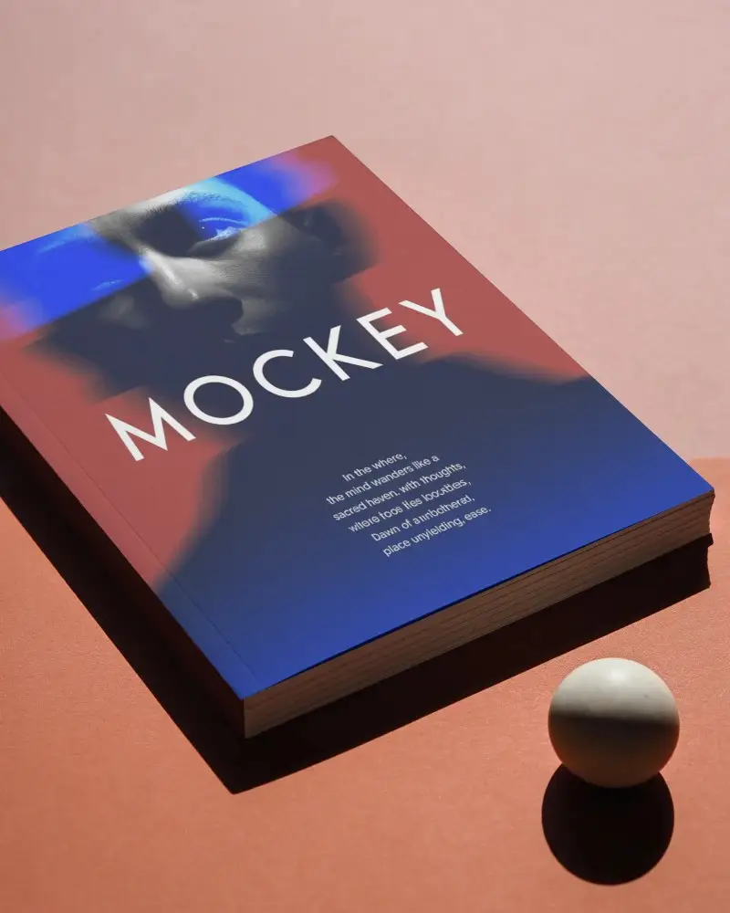 Hardcover Book Mockup With Clean Cover And Subtle Shadow On Solid Color Surface For Presentations