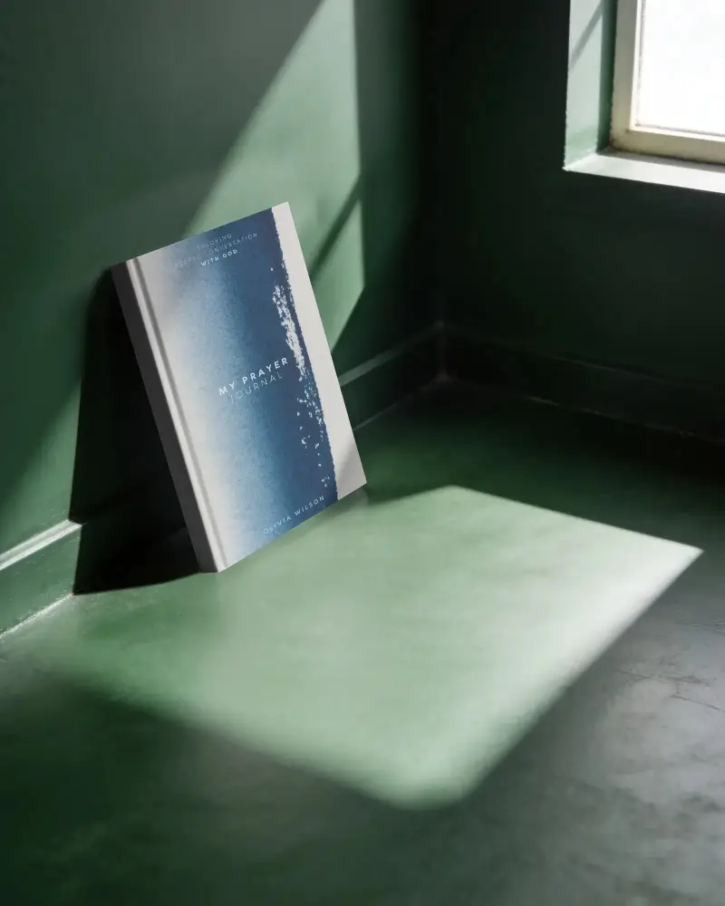 Hardcover Book Mockup Propped In Corner Minimalist Room Light Shadow Play Modern