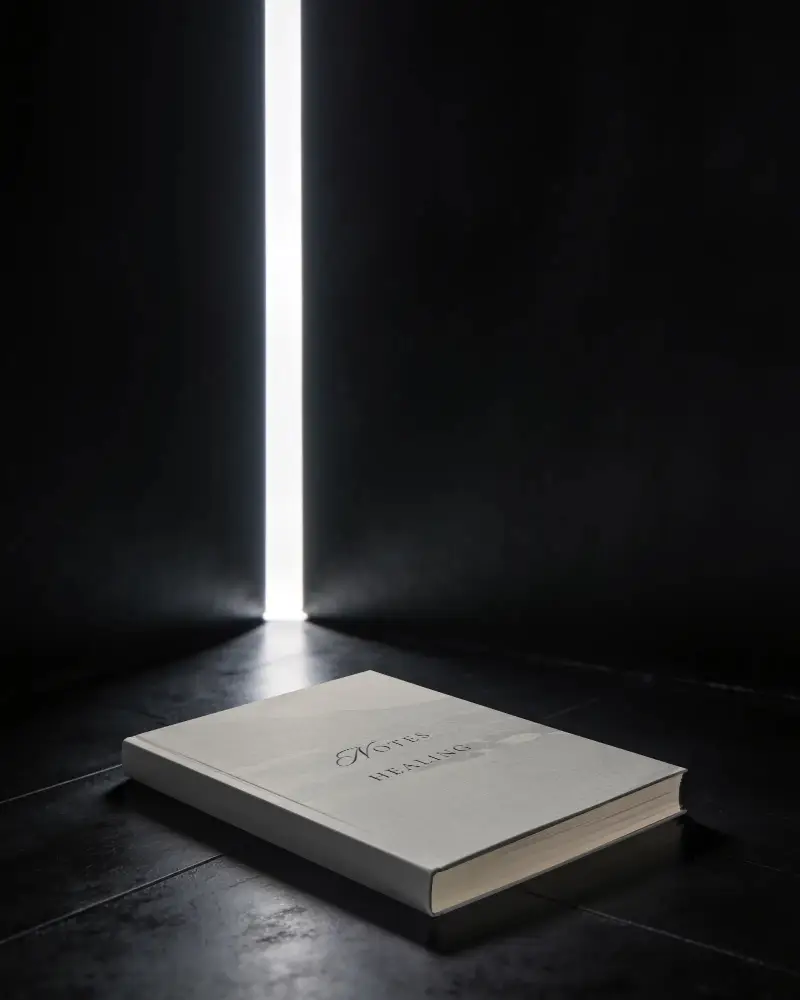 Sleek Minimalist Hardcover Book Mockup With Ambient Lighting Background For Designs
