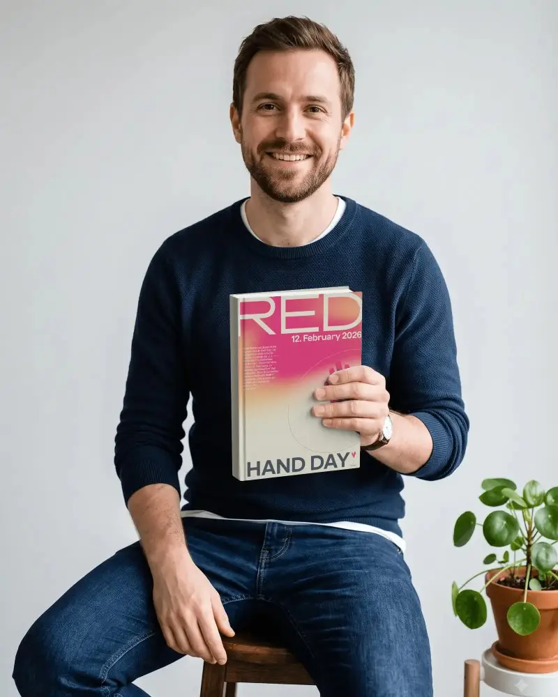 Smiling Man Holding Book Mockup For Creative Publishing And Cover Design Presentation