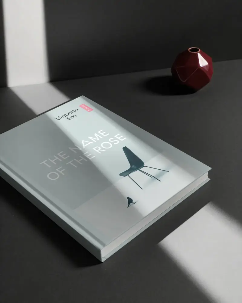 Blank Hardcover Book Mockup On Flat Surface With Soft Light Shadow Creative Showcase Setup