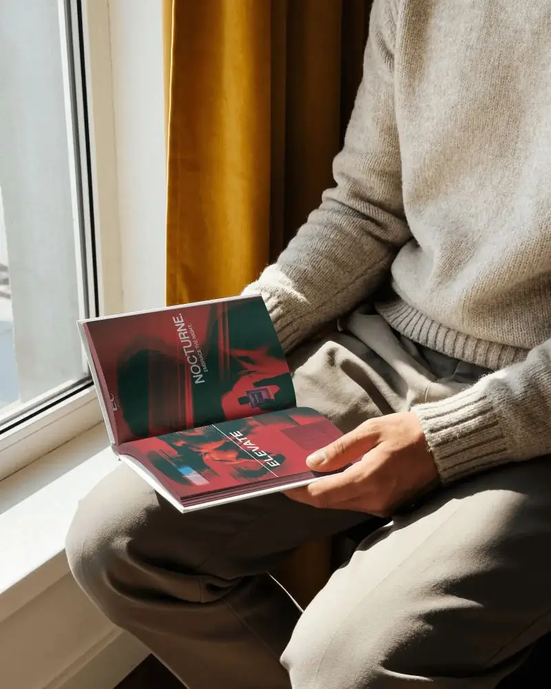 Cozy Indoor Reading Session With Open Book Mockup And Natural Light Setting