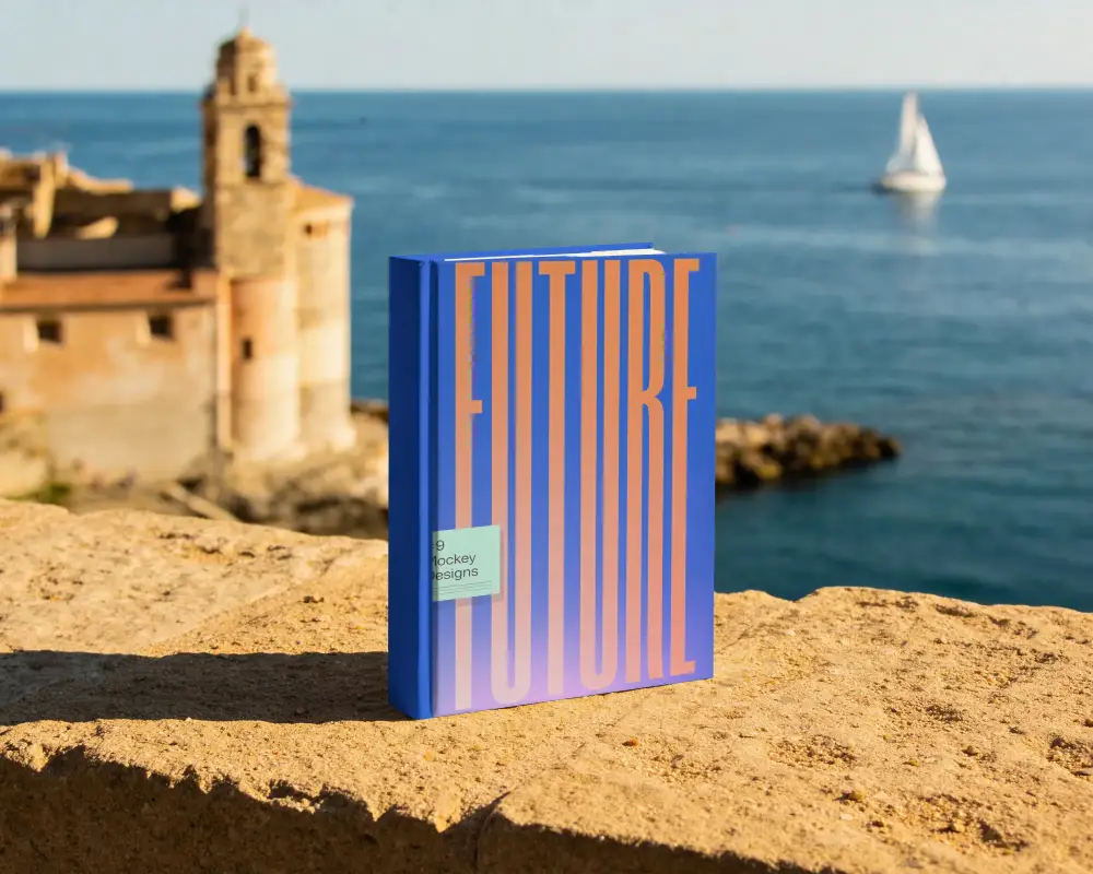 Sea View Book Mockup For Travel Guide Or Novel Promotion With Island Background