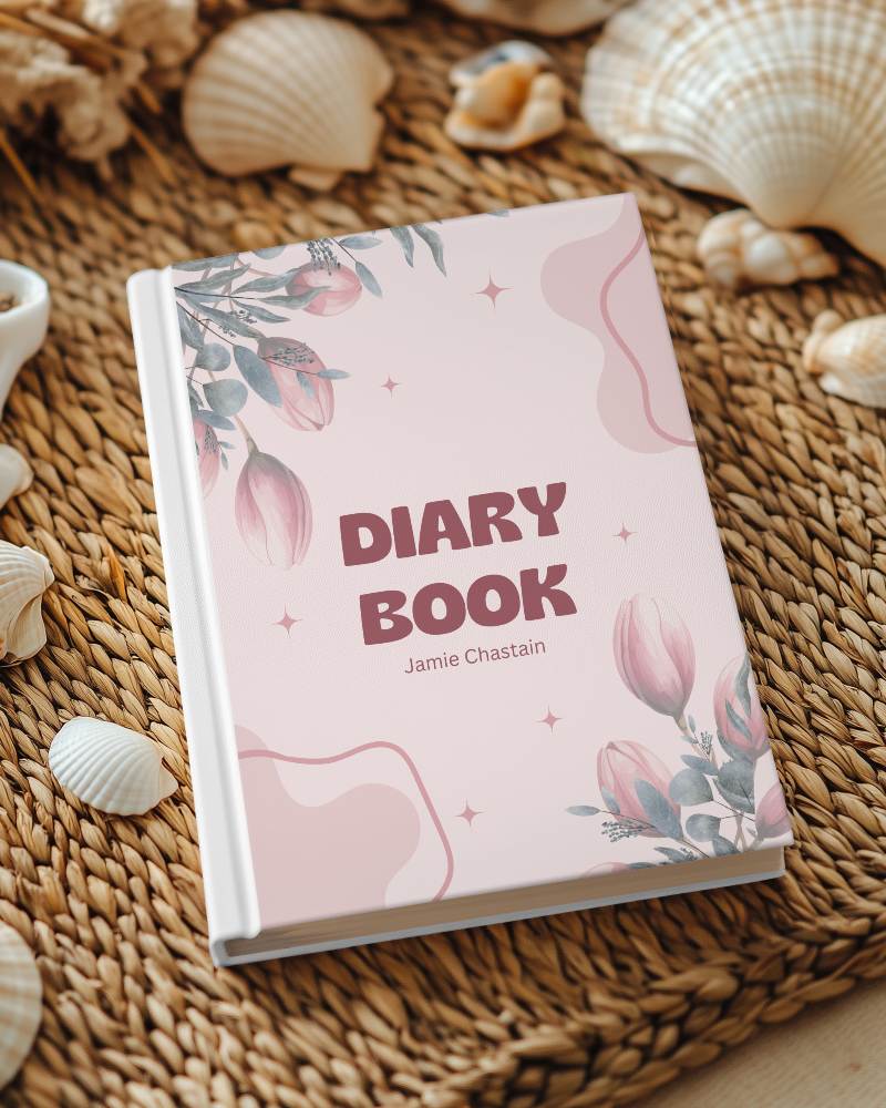 Beach Themed Book Mockup White Hardcover On Woven Mat Surrounded By Seashells And Natural Elements 0135