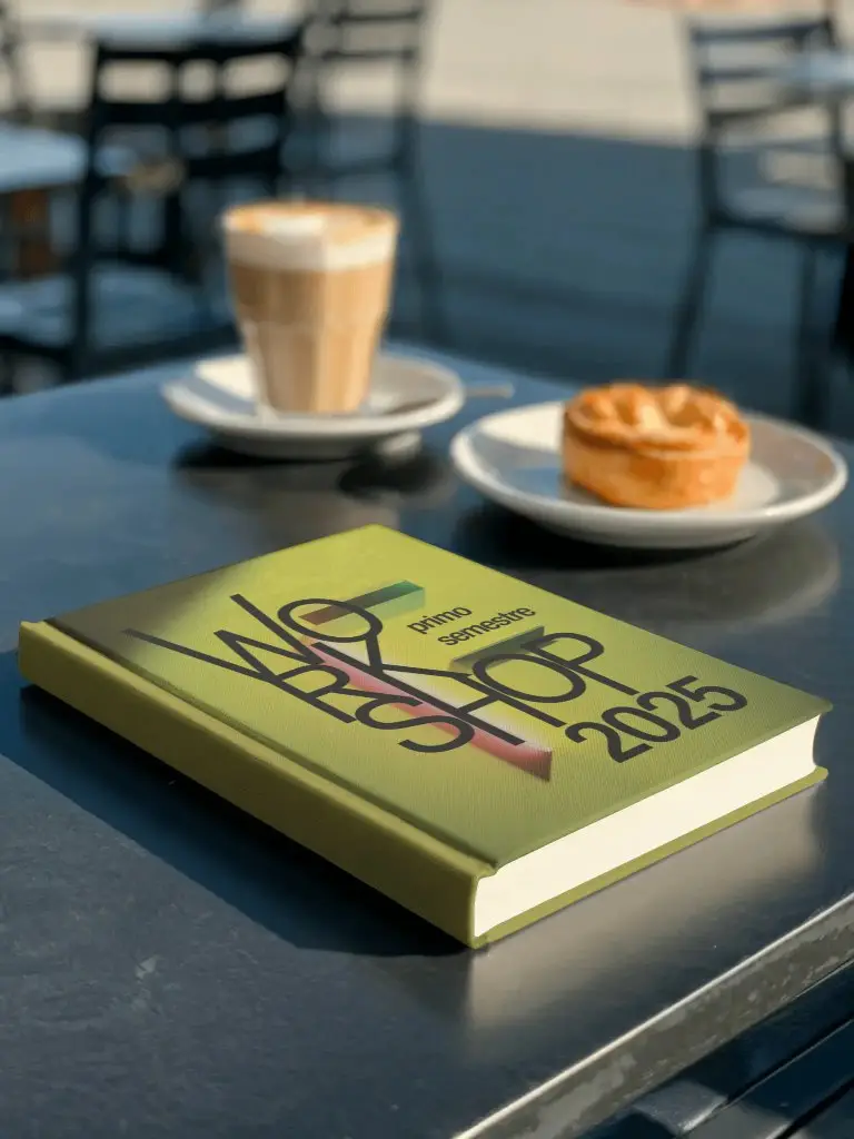 Outdoor Cafe Book Mockup On Metal Table With Coffee And Snack In Background Sunny Morning Scene