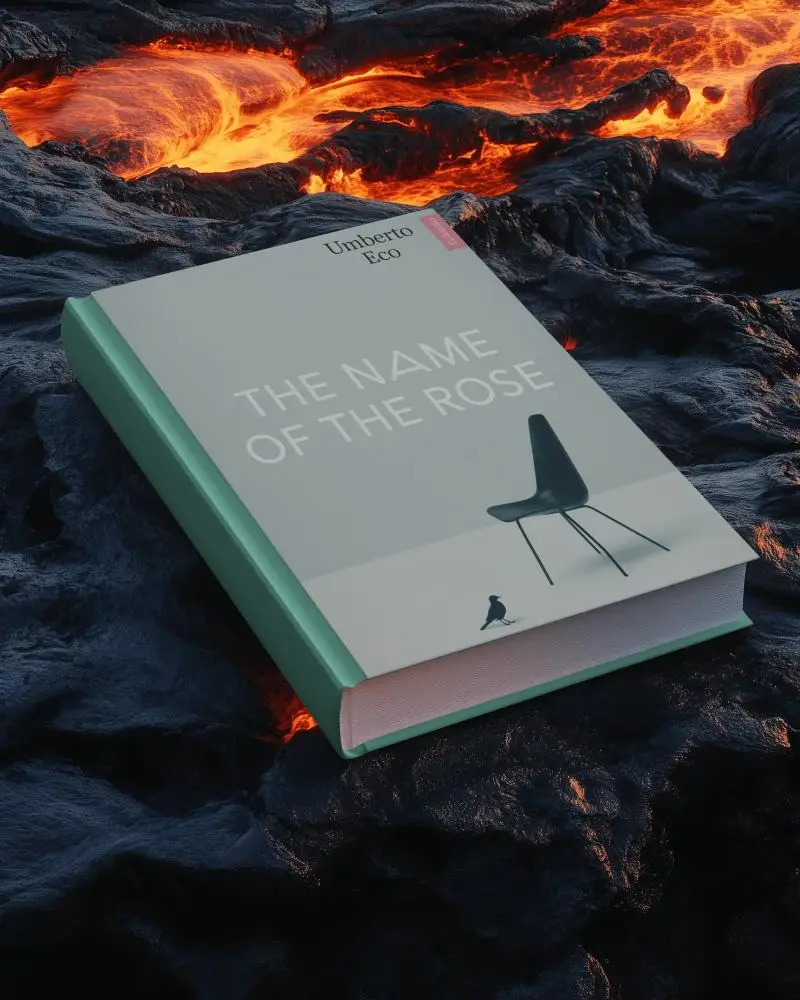 Hardcover Book Mockup Isolated On Molten Surface Dramatic Lighting With Volcanic Texture