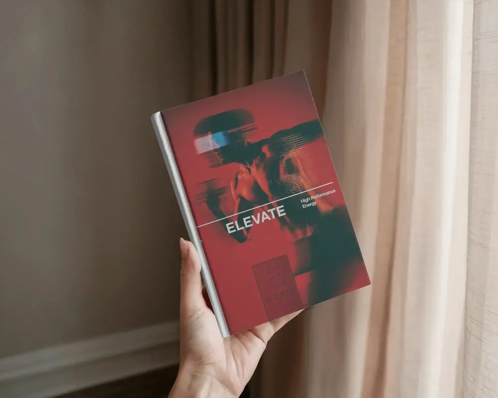 Neutral Curtain Background Hand Holding Hardcover Book Mockup With Soft Natural Light Home Interior