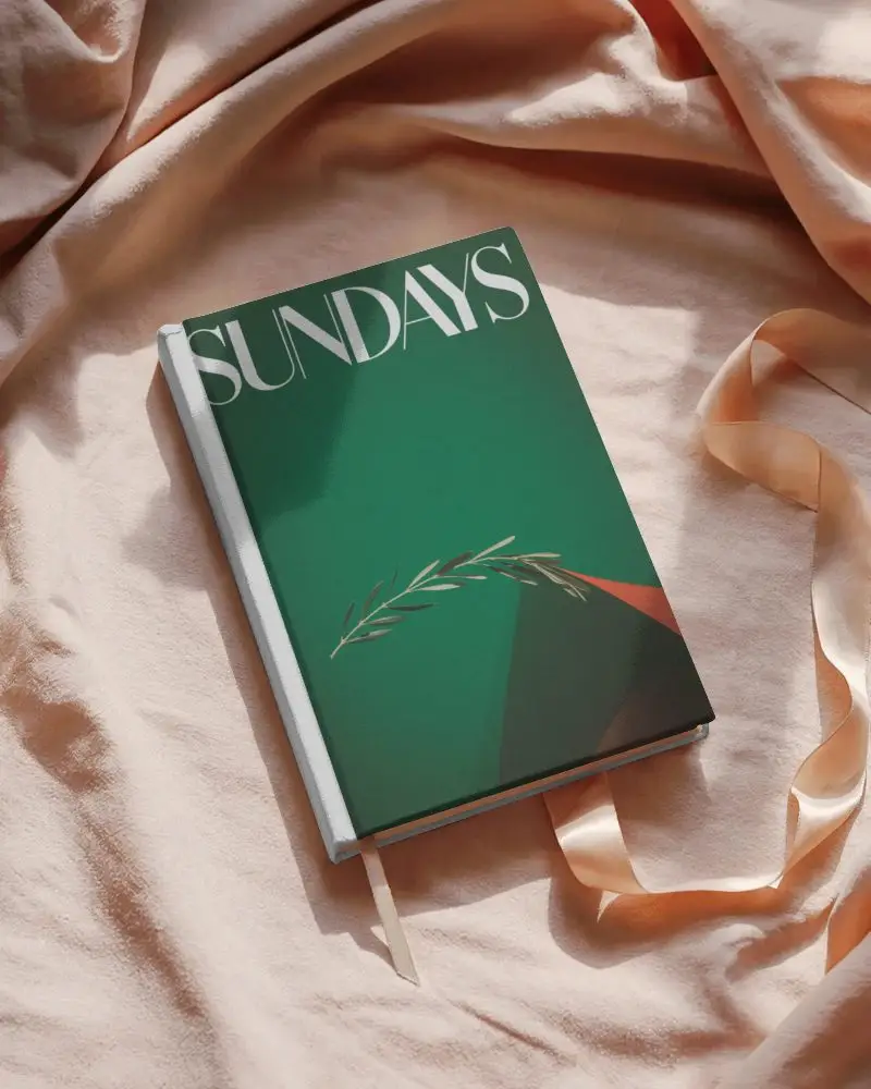 Elegant Book Cover Mockup Soft Bedding Background With Book And Ribbon In Natural Sunlight Cozy Look