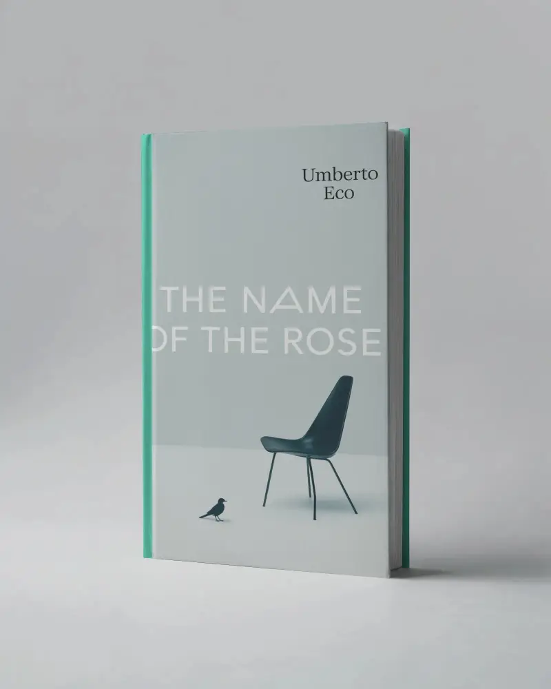 Minimal Aesthetic Cover Book Mockup Standing Against Plain Background In Clean Studio Light