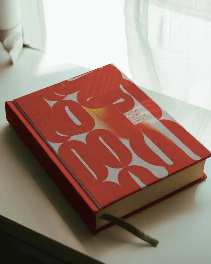 Hardcover Book Mockup With Textured Cover And Bookmark On Minimalist Desk Setting