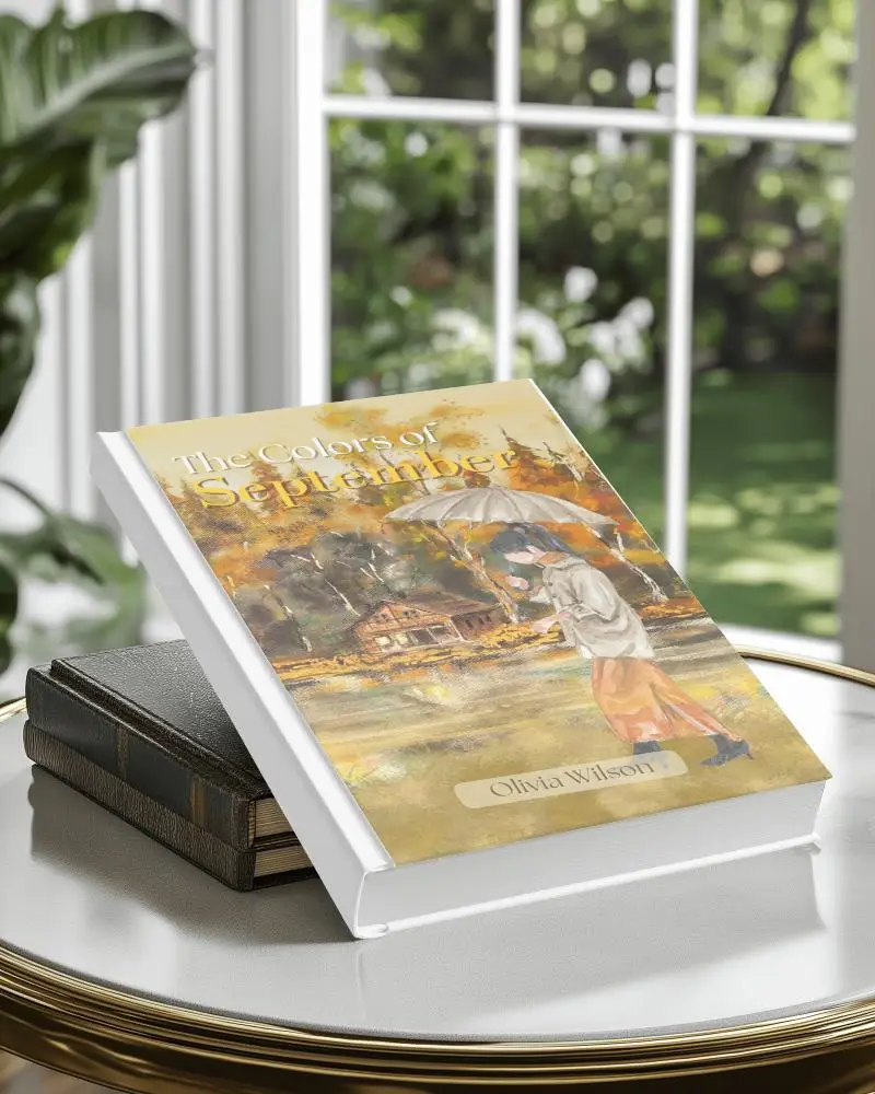 Hardcover Book Mockup On Elegant Round Table With Vintage Books Near Sunlit Window Fresh And Serene Reading Ambience 0166