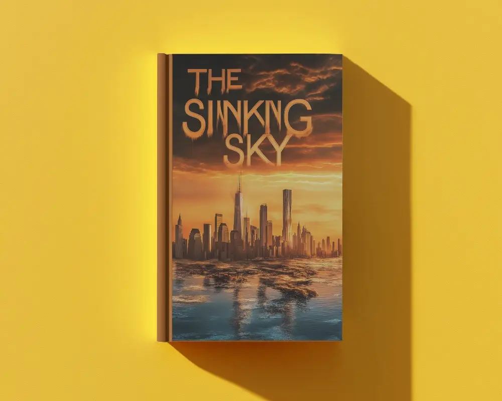 Top View Hardcover Book Mockup On Bright Yellow Background With Long Shadow