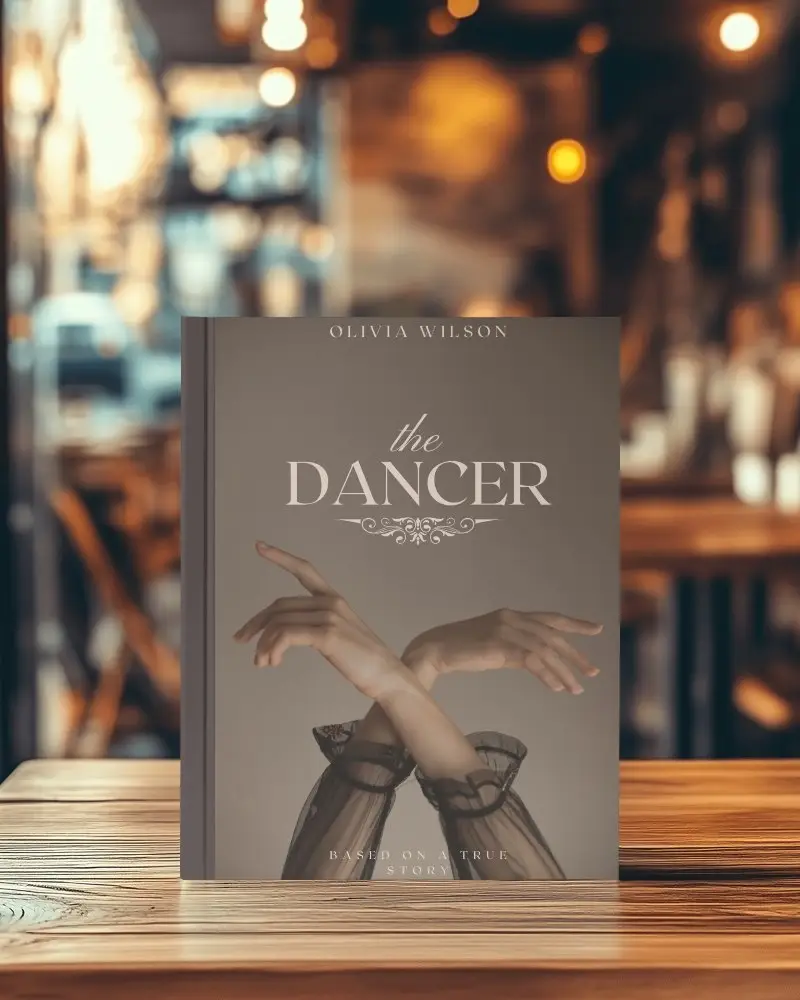 Hardcover Book Mockup On Wooden Table Coffee Shop Background Clean Cover Template