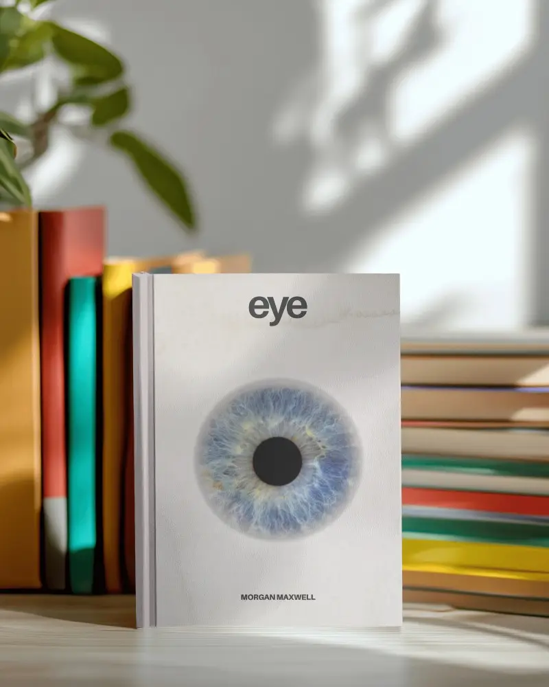 Blank White Book Mockup With Colorful Stacked Books Background