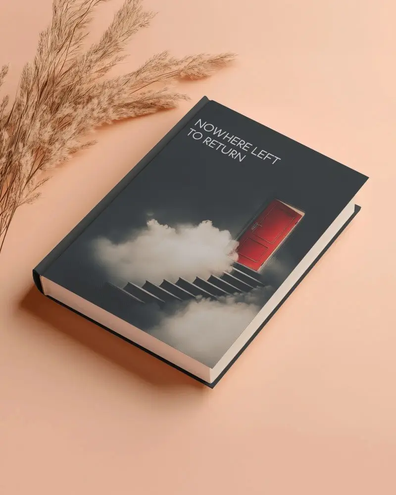 Minimal Aesthetic Hardcover Book Mockup Light Cover On Peach Background With Dried Pampas Grass Soft Natural Tones