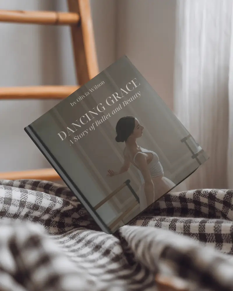 Square Hardcover Book Mockup On Cozy Checkered Blanket With Wooden Ladder And Curtain Soft Natural Lighting Relaxed Home Setting