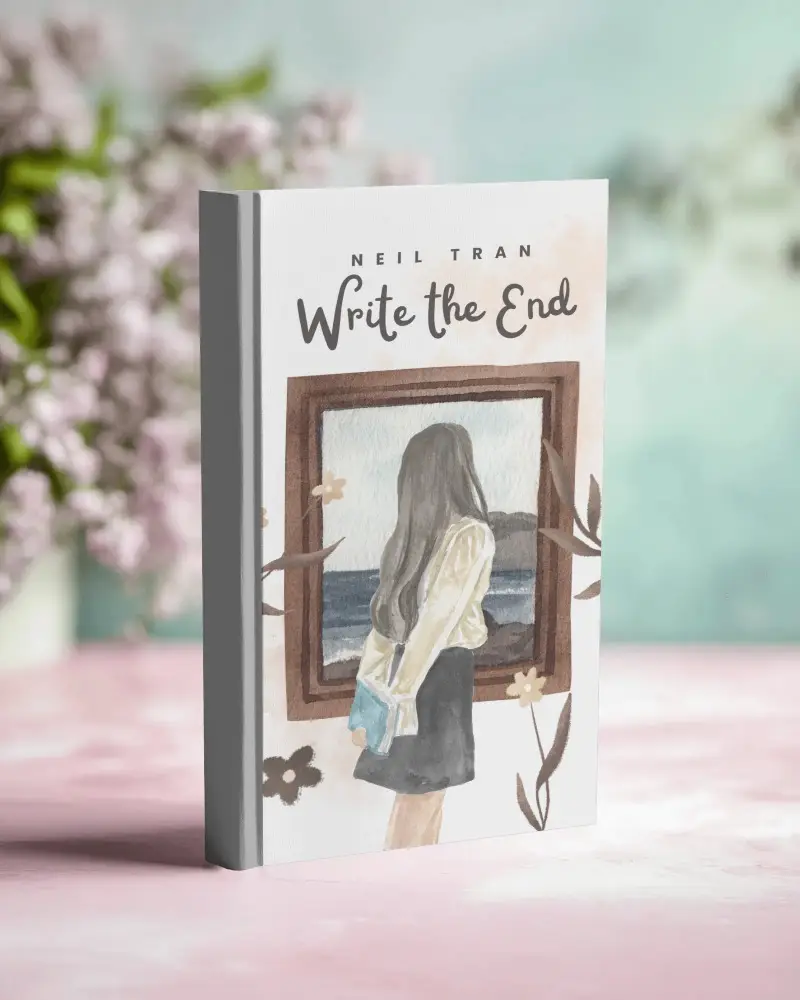 Spring Bloom Hardcover Book Mockup Upright White Cover On Pink Surface With Blurred Lilac Flowers And Soft Pastel Background