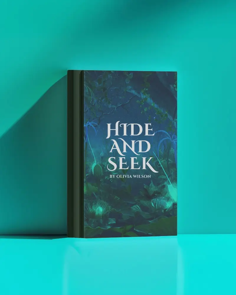 Modern Minimalist Hardcover Book Mockup Upright White Cover Against Vivid Cyan Background With Bold Shadow And Clean Studio Lighting