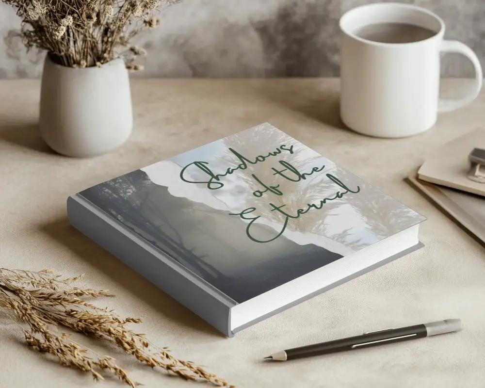 Landscape Book Mockup White Hardcover On Warm Beige Desk With Coffee And Pen