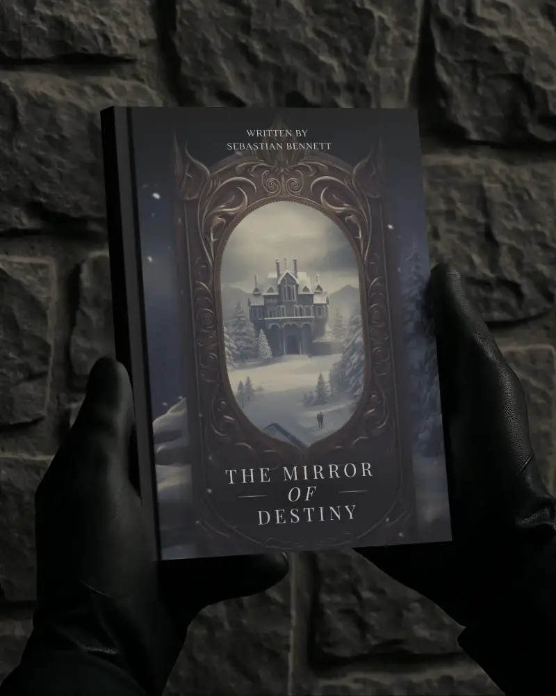 Hardcover Book Mockup Held By Black Gloved Hands In Front Of Dark Stone Wall Bold Editorial Look