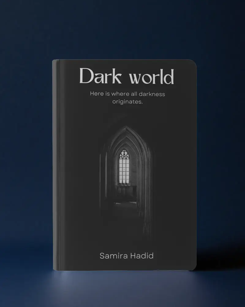 Dark Background Rounded Hardcover Book Mockup Front Facing Minimal White Design Template