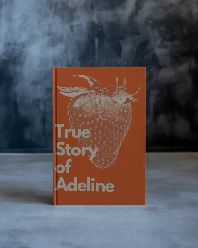 Linen Textured Book Mockup Standing On Industrial Floor Dark Blue Backdrop