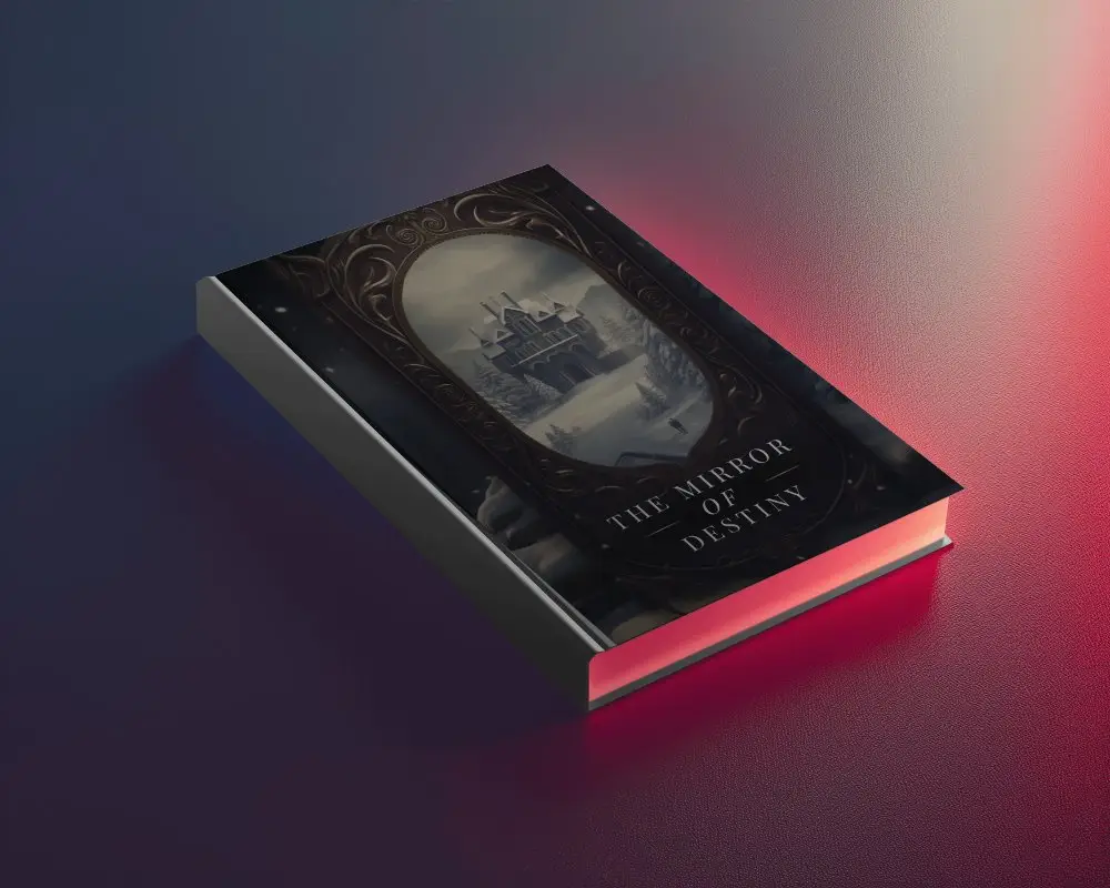 Flatlay Book Mockup With Neon Red Light