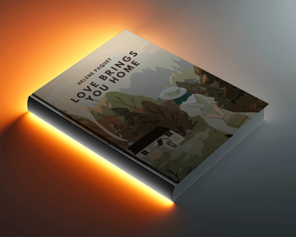 Flatlay Side View Book Mockup With Glowing Bottom