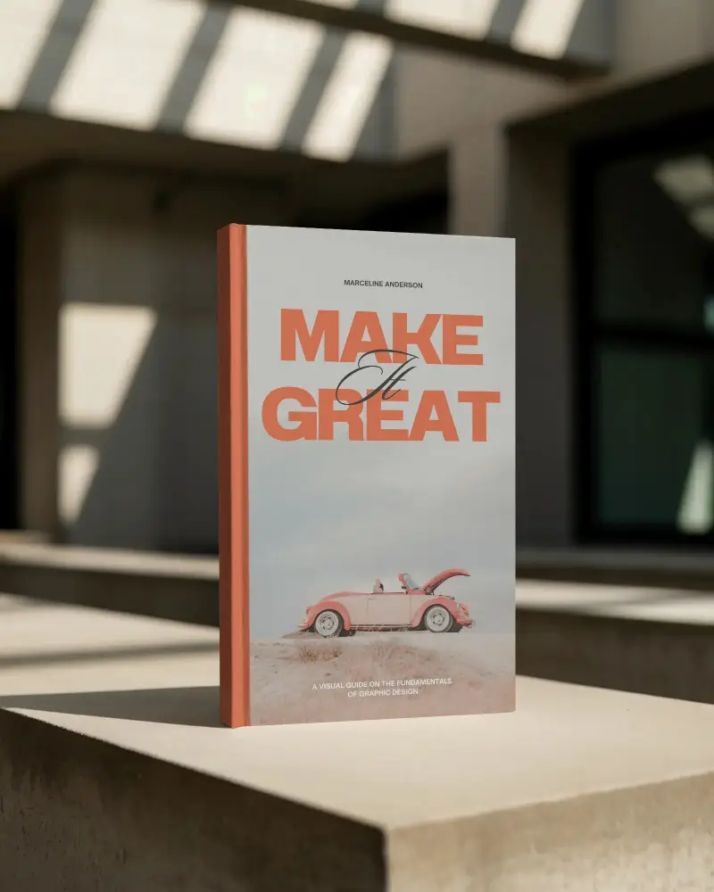 Standing Book Mockup On Concrete Surface With Shadows In Modern Architectural Setting