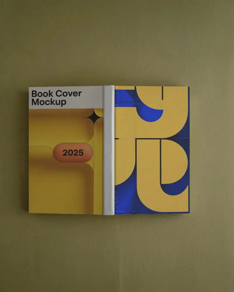 Realistic Cover Book Mockup Showcasing Front Back Cover And Spine On Solid Background