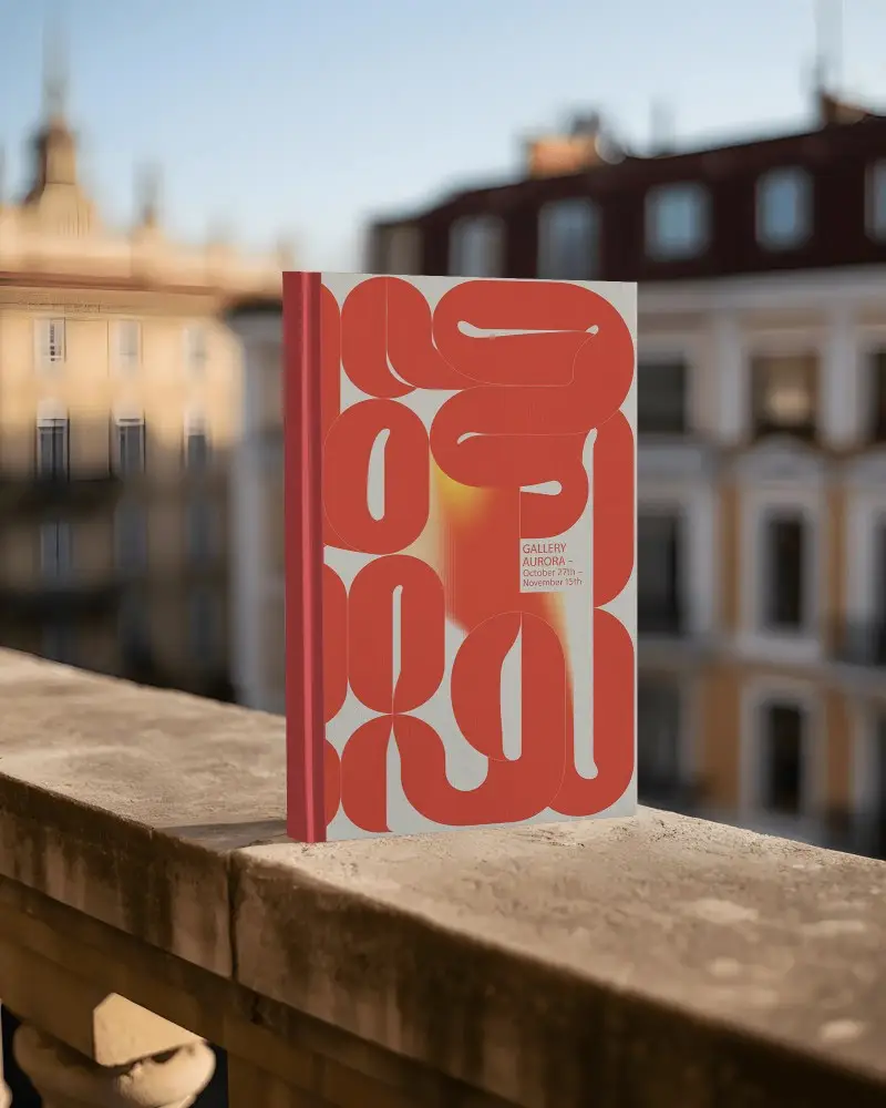 Hardcover Book Mockup On Stone Balcony With Cityscape Background For Publishing Presentations