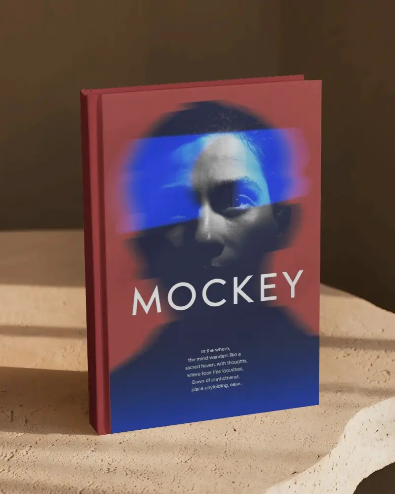 Premium Hardcover Book Mockup Display On Textured Surface For Creative Designs