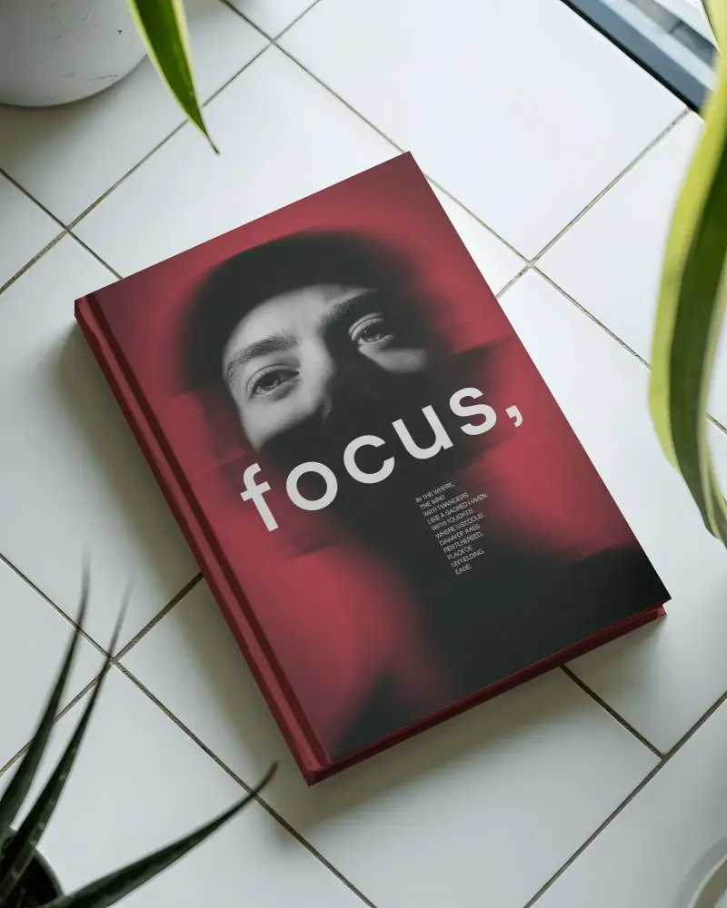 Hardcover Book Mockup On Tiled Surface With Natural Plant Elements For Design Preview