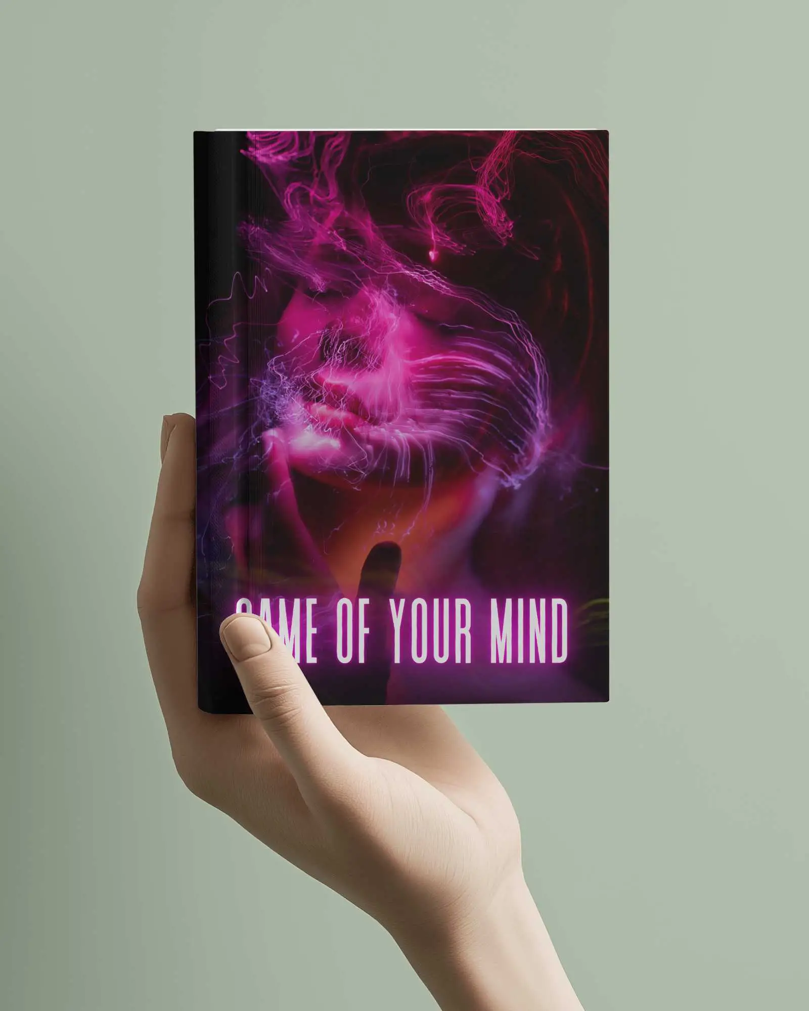 Angled Book Mockup With Leaf Shadows In Minimalistic Sunlit Environment