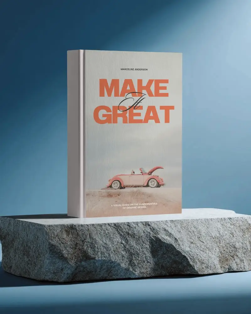 Hardcover Book Mockup On Rough Stone Platform Minimalist Single Book Display