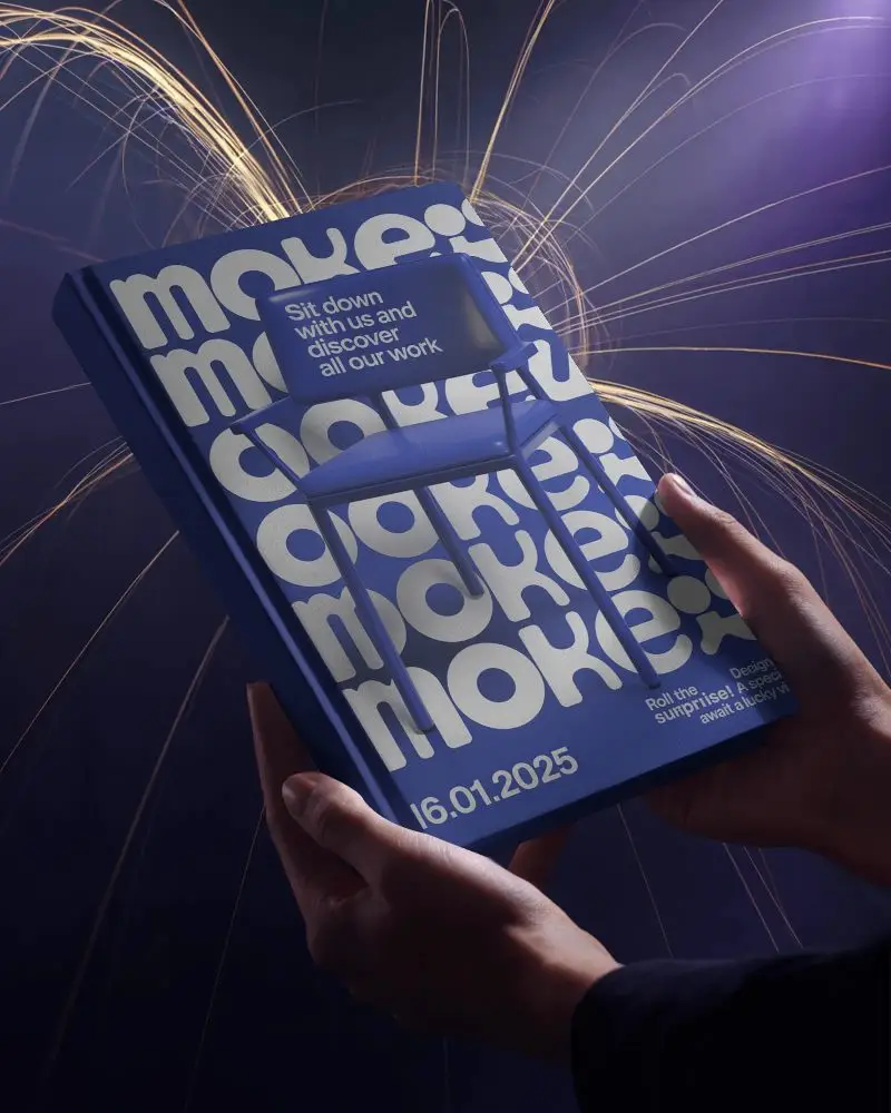 Hands Holding Hardcover Blank Book Mockup With Light Trails Background For Publishing