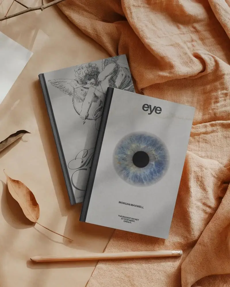 Hardcover Book Mockup On Soft Textile With Nature Inspired Stationery Arrangement