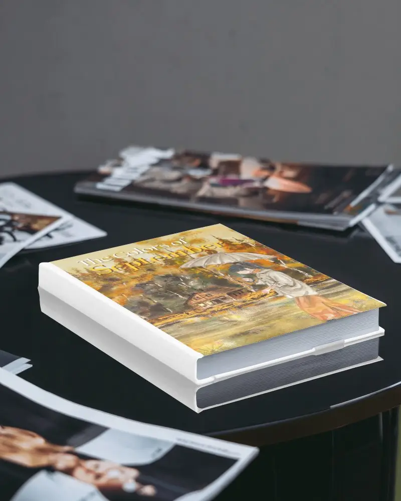 Elevated Hardcover Book Mockup On Table With Magazines In Background Professional Look
