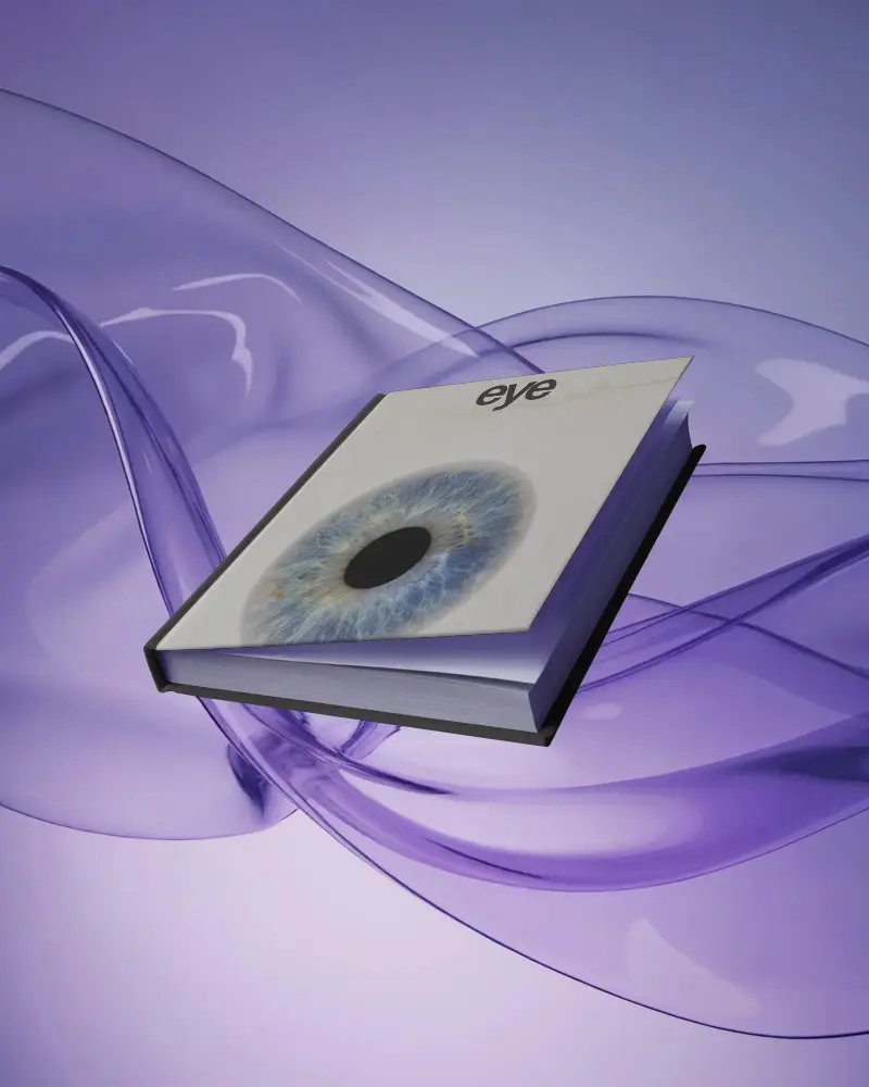 Floating Book Mockup With Transparent Purple Ribbons And Modern Design Background